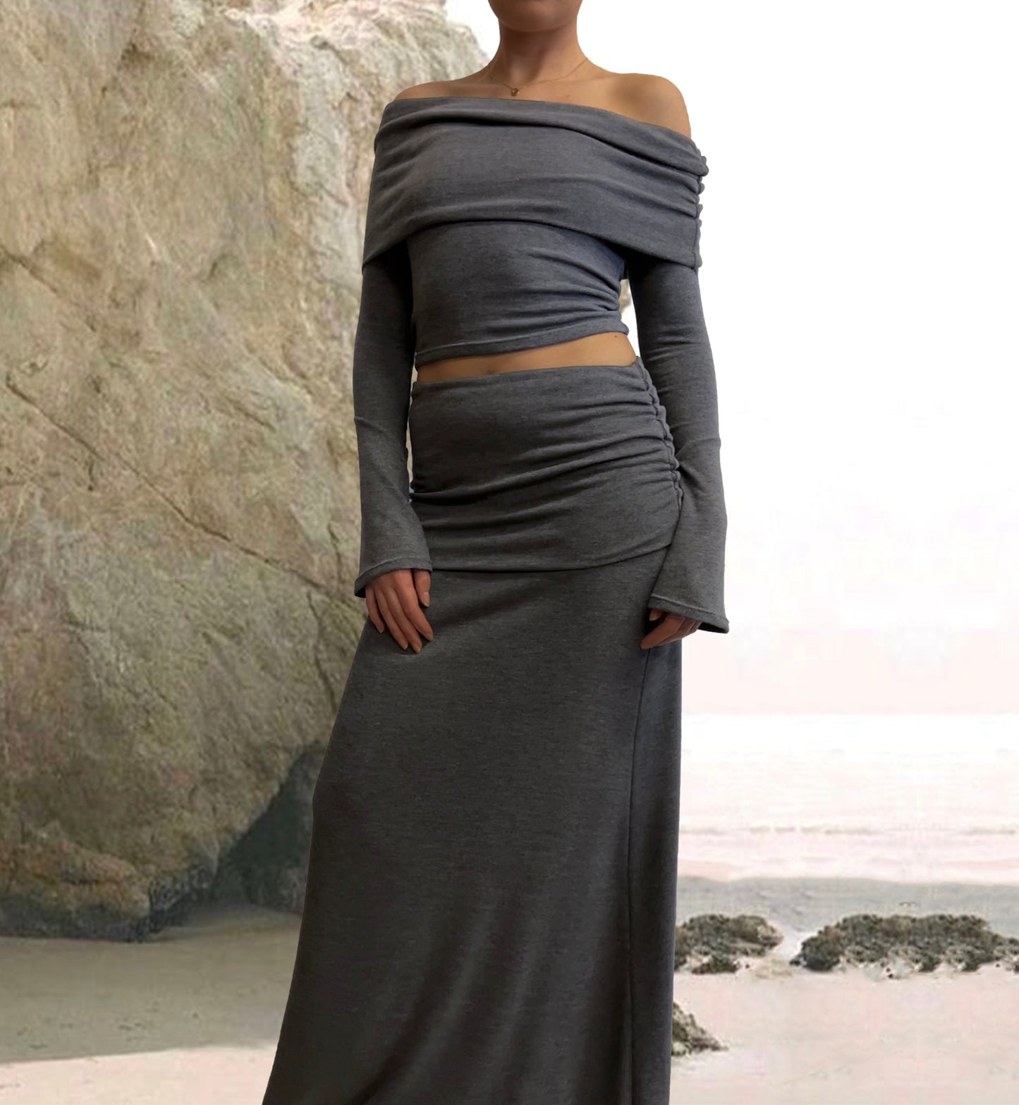 Jemima Knit Maxi Skirt - Charcoal